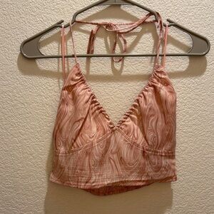 Anthropologie Elodie Pink Swirl Halter Crop Top NWOT!
